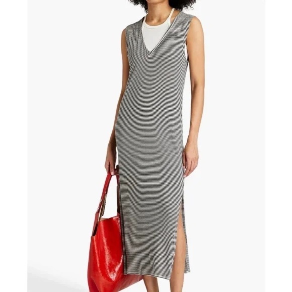 New! Rag & Bone Michal Midi Muscle Dress Navy Stripe 45274